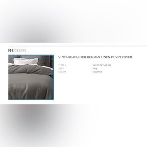 Gently Used Restoration Hardware Linen Duvet Cover - King/Cal King Graphite